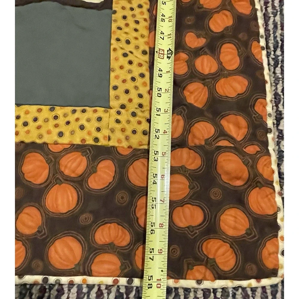 Autumn Quilt Blanket Quilted Wall Hanging Fall Tree Pumpkin Squirrel 52